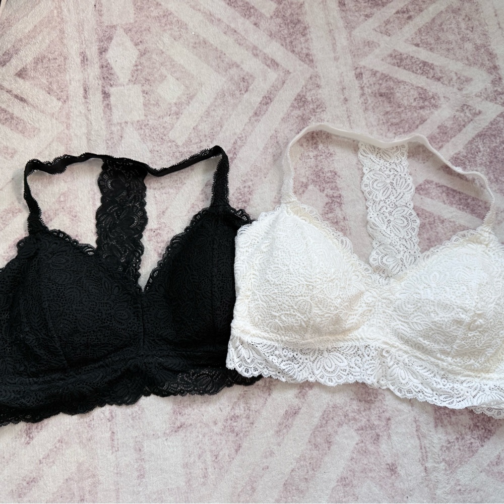 Lace Bralette Set - Black and White